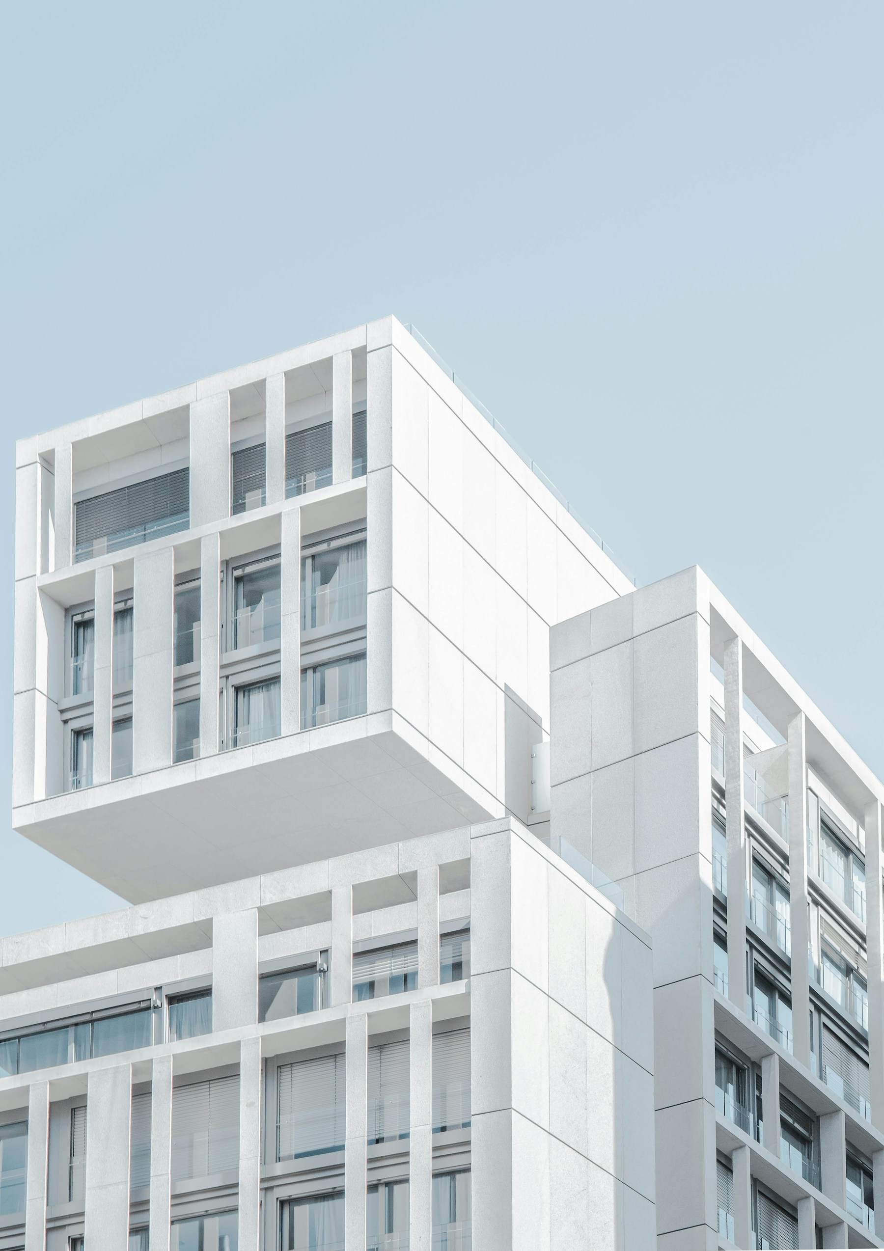 Modern architectural glass facade on skyscraper